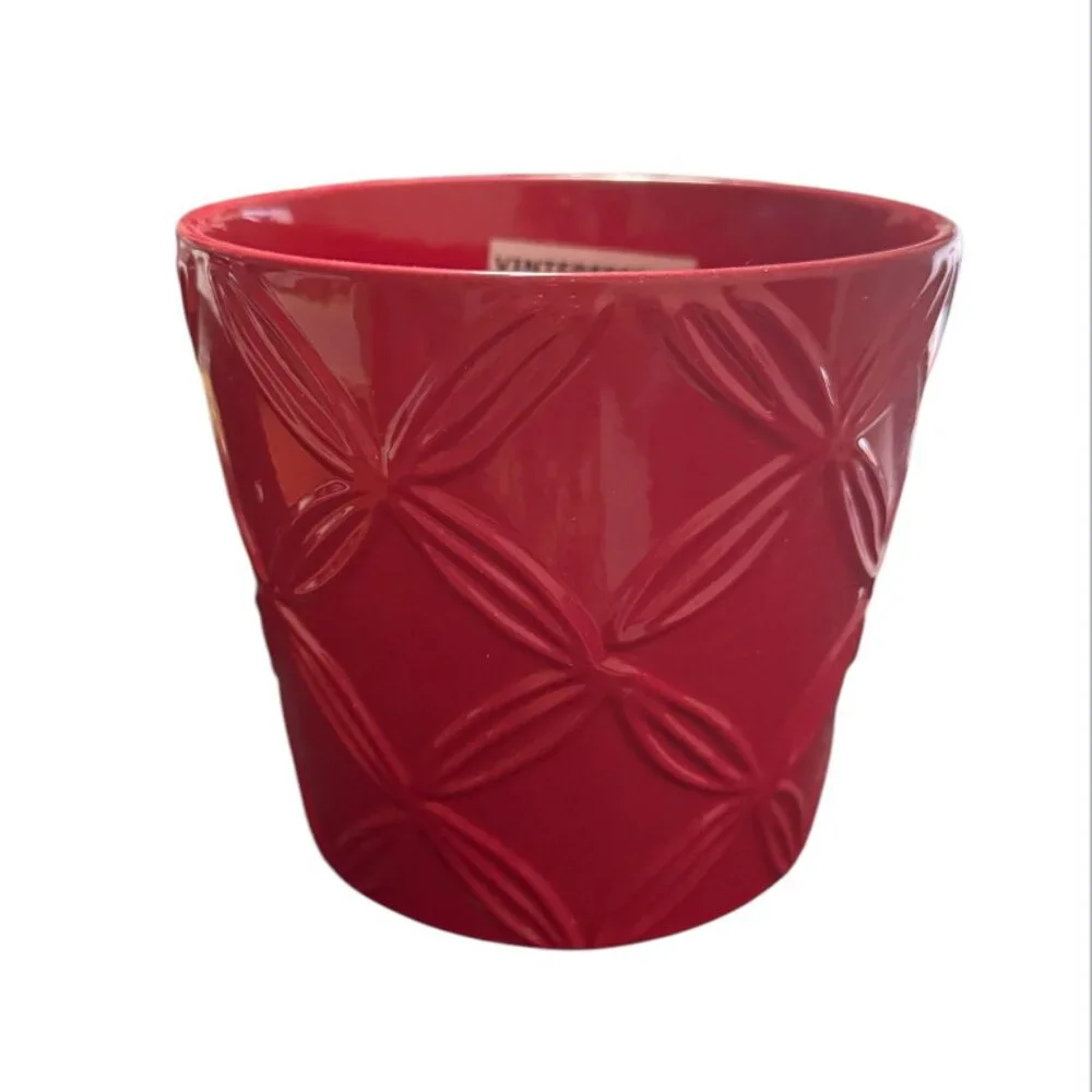 Ikea VTG Ceramic Plants Pot Red